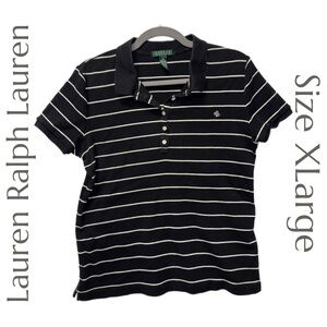 Lauren Ralph Lauren - Black Striped Polo Shirt - Classic Fit - 100% Cotton - XL